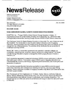 News Release National Aeronautics and Space Administration Langley Research Center Hampton, Virginia[removed]