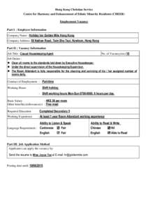 Copy of Holiday Inn Golden Mile Hong Kong _Casual Housekeeping Agent_
