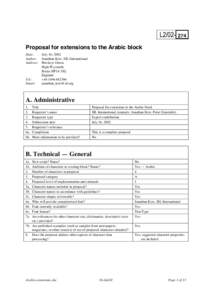 L2[removed]Proposal for extensions to the Arabic block Date: Author: Address: