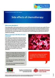 INFORMATION RESOURCES FOR FAMILIES  Side effects of chemotherapy What causes side effects? Chemotherapy affects cells that grow quickly such as cancer cells. But other cells in the body also grow quickly. These are in th