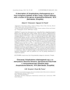 Invertebrate Zoology, 2010, 7(2): 93105  © INVERTEBRATE ZOOLOGY, 2010 A description of Anoplostoma nhatrangensis sp.n. from mangrove habitats of Nha Trang, Central Vietnam,