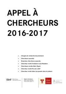 APPEL À CHERCHEURS   Chargés de recherche documentaire