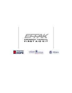 EMERGENCY FINANCIAL  F I R S T A I D K I T About Operation HOPE, Inc.