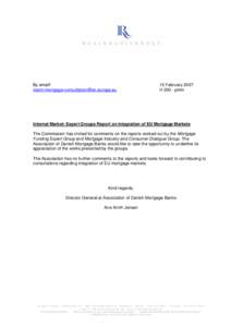 Reply to the consultation on the reports of Mortgage Funding Expert Group (MFEG) & Mortgage Industry and Consumer Dialogue (MI