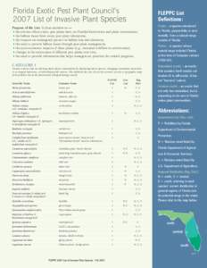 Florida Exotic Pest Plant Council’s 2007 List of Invasive Plant Species FLEPPC List Definitions: