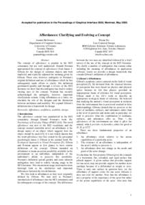 Accepted for publication in the Proceedings of Graphics Interface 2000, Montreal, May[removed]Affordances: Clarifying and Evolving a Concept Joanna McGrenere Department of Computer Science University of Toronto