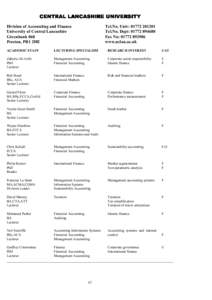 CENTRAL LANCASHIRE UNIVERSITY Division of Accounting and Finance University of Central Lancashire Greenbank 068 Preston, PR1 2HE
