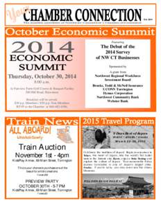 Oct[removed]The monthly newsletter of Northwest Connecticut’s Chamber of Commerce Featuring  The Debut of the