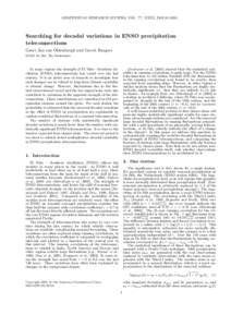 GEOPHYSICAL RESEARCH LETTERS, VOL. ???, XXXX, DOI:[removed]/,  Searching for decadal variations in ENSO precipitation teleconnections Geert Jan van Oldenborgh and Gerrit Burgers KNMI, De Bilt, The Netherlands