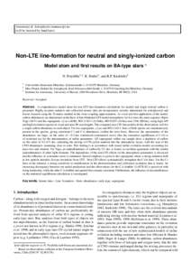 Astronomy & Astrophysics manuscript no. (will be inserted by hand later) Non-LTE line-formation for neutral and singly-ionized carbon Model atom and first results on BA-type stars ? N. Przybilla1,2 , K. Butler1 , and R.P