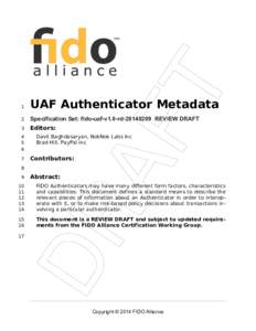 UAF Authenticator Metadata