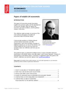 Social sciences collection guides: Papers of notable UK economists