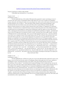 Southern Campaign American Revolution Pension Statements & Rosters Pension Application of Moses Allen S37658 Transcribed and annotated by C. Leon Harris Virginia towit: } Washington County }