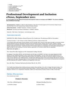 Professional Development and Inclusion eNews, September 2011 — Early Childhood Community