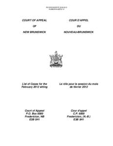 COURT OF APPEAL OF NEW BRUNSWICK / COUR D’APPEL DU NOUVEAU-BRUNSWICK