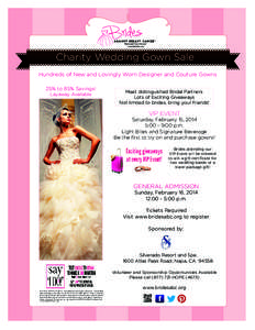 “Nationwide Tour of Gowns” www.bridesabc.org ®  Charity Wedding Gown Sale