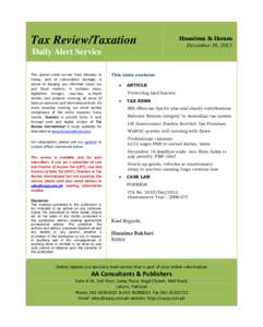 Tax Review/Taxation  Huzaima & Ikram December 19, 2013  Daily Alert Service