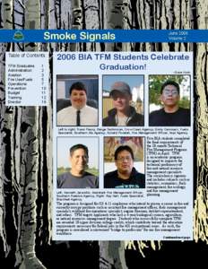 Smoke Signals Table of Contents TFM Graduates Administration	 Aviation	 Fire Use/Fuels