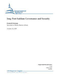 Iraq: Post-Saddam Governance and Security