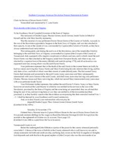 Southern Campaign American Revolution Pension Statements & Rosters Claim for Service of Simon Harris VAS12 Transcribed and annotated by C. Leon Harris From records in the Library of Virginia: To his Excellency David Camp