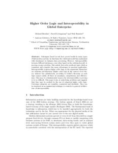 Higher Order Logic and Interoperability in Global Enterprise Michael Heather1 , David Livingstone2 and Nick Rossiter2 1  2