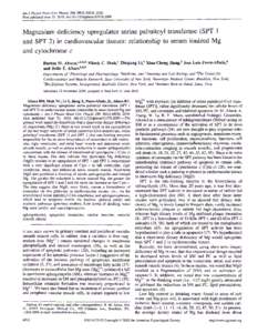 Am J Physiol Heart Circ Physiol 299: H932-H938, 2010. First published June 25, 2010; doi: l0.1152/ajpheart.Ol076Magnesium deficiency upregulates serine palmitoyl transferase (SPT 1 and SPT 2) in cardiovascular tis