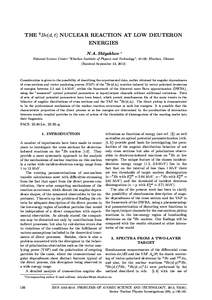 THE 9 Be(d, t) NUCLEAR REACTION AT LOW DEUTERON ENERGIES N.A. Shlyakhov ∗