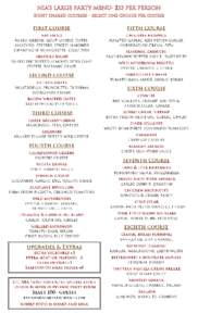 Nia’s Large Party menu- $33 Per Person eight shared courses – select one choice per course 