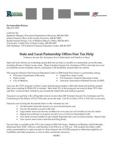 State and Local Partnership Offers Free Tax Help