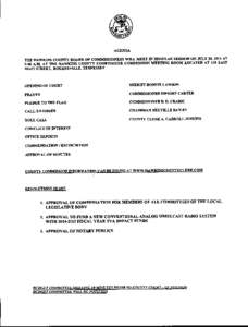 AGENDA THE HAWKINS COUNTY BOAR]) OF COMMISSIONERS WILL MEET IN REGULAR SESSION ON JULY 28, 2014 AT 9:00 £M~AT THE HAWKINS COUNTY COURTHOUSE COMMISSION MEETING ROOM LOCATED AT 110 EAST MAIN STREET, ROGERSVILLE, TENNESSEE