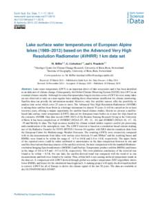 Earth Syst. Sci. Data, 7, 1–17, 2015 www.earth-syst-sci-data.net[removed]doi:[removed]essd[removed] © Author(s[removed]CC Attribution 3.0 License.  Lake surface water temperatures of European Alpine