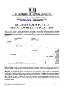 The Institution of Lighting Engineers Registered in England No[removed]Registered Charity No[removed]A nominated body of the Engineering Council Regent House, Regent Please, Rugby CV21 2PN, United Kingdom Telephone: +44 (0