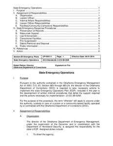 Oklahoma Emergency Management Act / Oklahoma Department of Emergency Management / Oklahoma Highway Patrol / United States Department of Homeland Security / Department of Public Safety / State of emergency / Oklahoma Department of Corrections / Governor of Oklahoma / Emergency service / Public safety / State governments of the United States / Emergency management