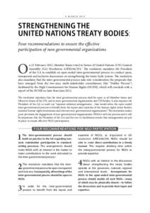 9 MARCHStrengtheninG THE United Nations Treaty Bodies: Four recommendations to ensure the effective participation of non-governmental organizations