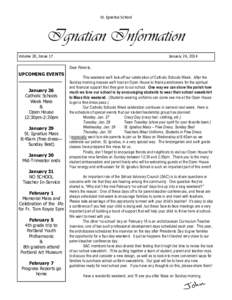St. Ignatius School  Ignatian Information Volume 20, Issue 17  January 24, 2014