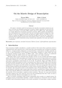 Genome Informatics 16(1): 73–On the Kinetic Design of Transcription Thomas H¨