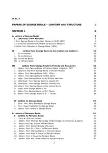 IE BL/1  PAPERS OF GEORGE BOOLE – CONTENT AND STRUCTURE 1