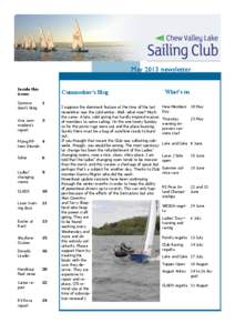 May 2013 newsletter Inside this issue: Commodore’s Blog