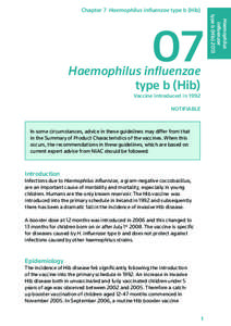 Chapter 7 Haemophilus influenzae type b (Hib)  Haemophilus influenzae type b (Hib) Vaccine introduced in 1992
