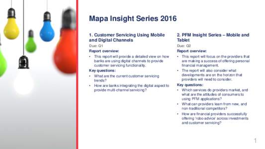 Mapa Insight SeriesCustomer Servicing Using Mobile and Digital Channels 2. PFM Insight Series – Mobile and Tablet