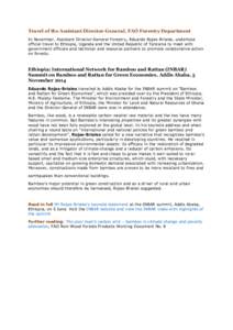 Travel of the Assistant Director-General, FAO Forestry Department In November, Assistant Director-General Forestry, Eduardo Rojas-Briales, undertook official travel to Ethiopia, Uganda and the United Republic of Tanzania