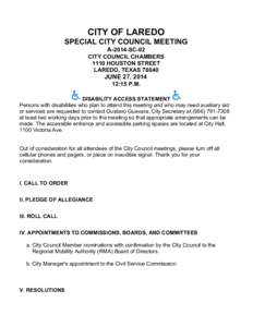 Special City Council Meeting