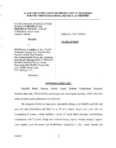 IN THE CHANCERY COURT OF SHELBY COUNTY, TENNESSEE FOR THE THIRTIETH JUDICIAL DISTRICT, AT MEMPHIS DAVID JOHNSON, PATRICK LYNCH,  ROBERTO VERTHELYI and