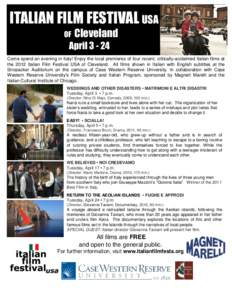 ITALIAN FILM FESTIVAL USA OF Cleveland  April[removed]