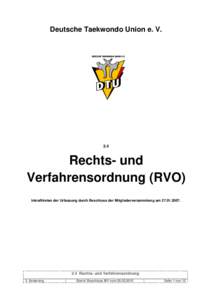 Deutsche Taekwondo Union e. VRechts- und Verfahrensordnung (RVO)