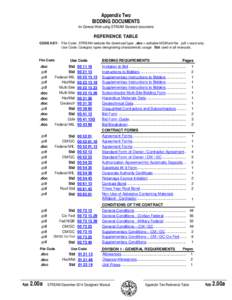 Appendix Two BIDDING DOCUMENTS for General Work using STREAM Standard documents  REFERENCE TABLE