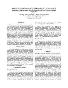 A Phase Diagram for Morphology and Properties of Low Temperature Deposited Polycrystalline Silicon Grown by Hot-wire Chemical Vapor Deposition Christine E. Richardson, Maribeth S. Mason, and Harry A. Atwater Thomas J. Wa