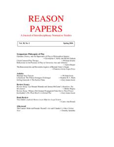 REASON PAPERS A Journal of Interdisciplinary Normative Studies Vol. 38, No. 1  Spring 2016