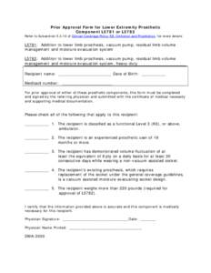 N.C. DMA: Prior Approval Request Form for Lower Extremity Prosthetic (DMA-3350)