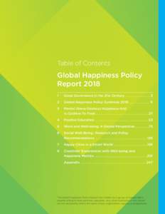 Table of Contents  Global Happiness Policy Report